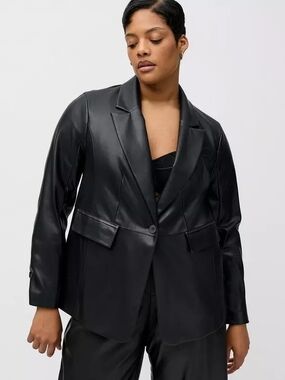 Torrid Women’s Black Faux Leather Blazer Jacket 1X NWT